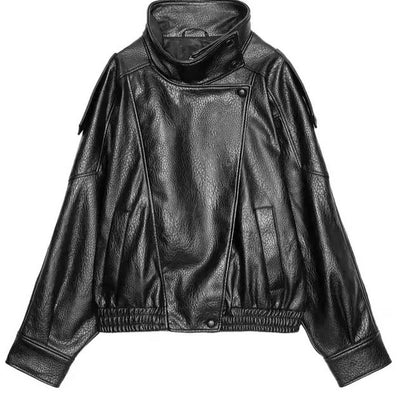 Womens Retro Pebbled Leather Jacket