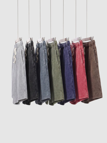 Men's Vintage Washed Cotton Shorts Set