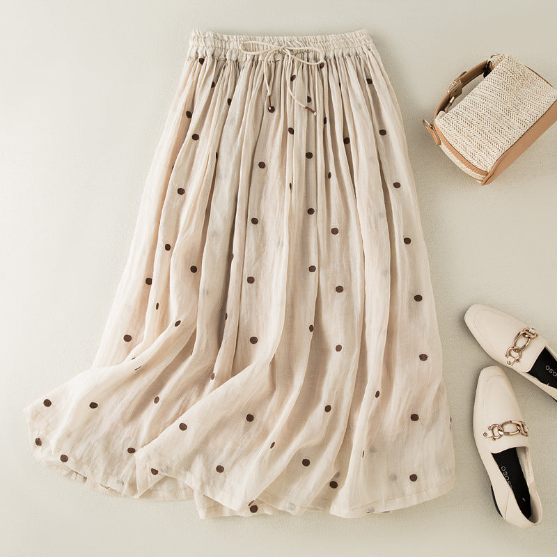 cotton and linen long skirt