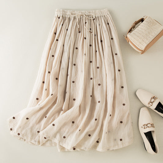 cotton and linen long skirt