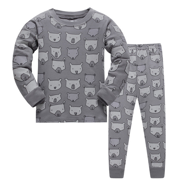 Katoenen unisex cartoon pyjamaset met lange mouwen