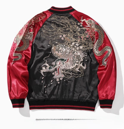 Spring and Autumn Chinese Style Heavy Industry Yokosuka Jacket Coat for Men and Women with Embroidered Nine-Tailed Fox Chinese Style Baseball Jacket Retro Personality