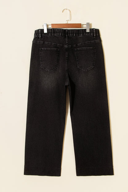Jeans met acid wash-effect en vetersluiting plus size