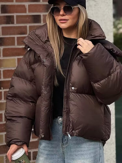 Womens Casual Hooded Cotton Jacket