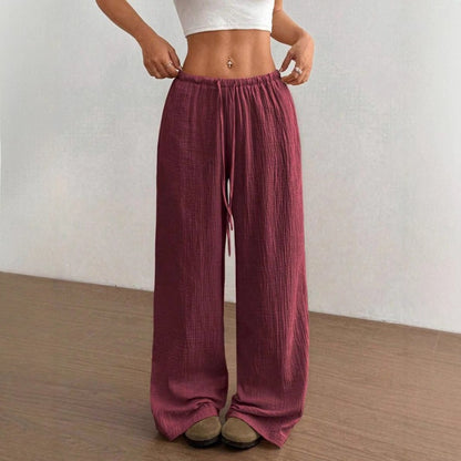 High Waist Wide Leg Cotton Trousers