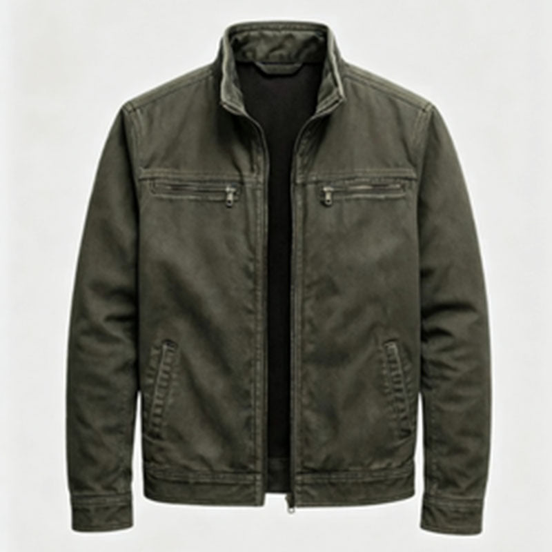Mens Retro Casual Workwear Jacket Cotton Long Sleeve Coat