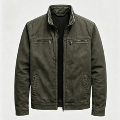 Mens Retro Casual Workwear Jacket Cotton Long Sleeve Coat
