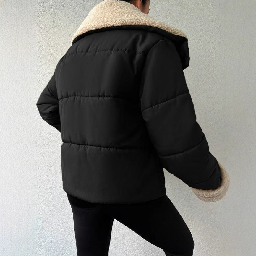 Oversized pufferjas met bontkraag