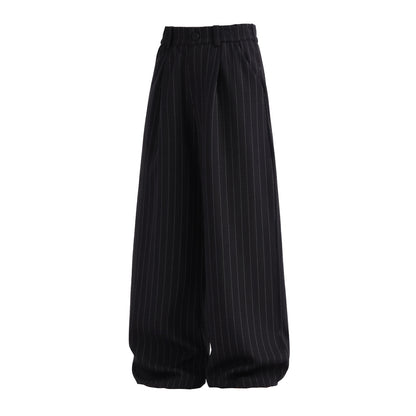 Men's Vintage Striped Drapey Loose Casual Straight-Leg Trousers
