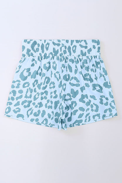 Sportshorts met luipaardprint en hoge elastische taille