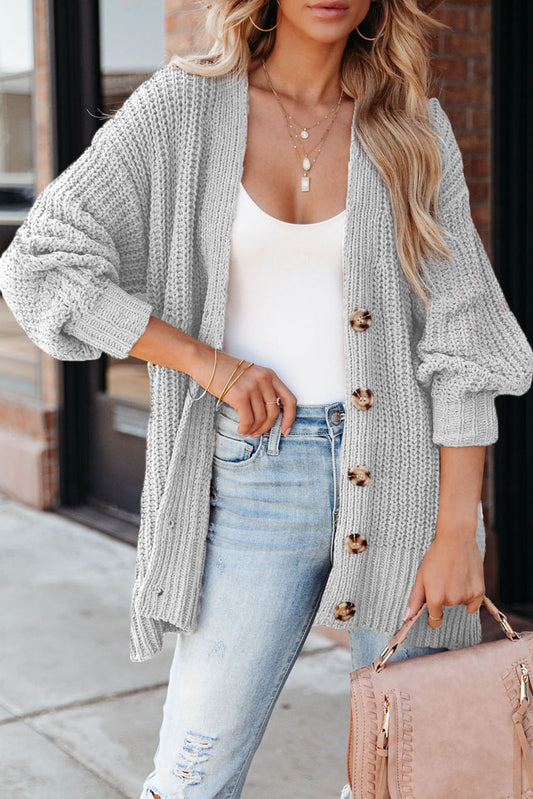 Gebreide cardigan met lange mouwen split en knoopsluiting aan de voorkant