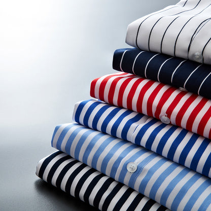 Men's Striped Long-Sleeve Shirt Trendy Versatile Top