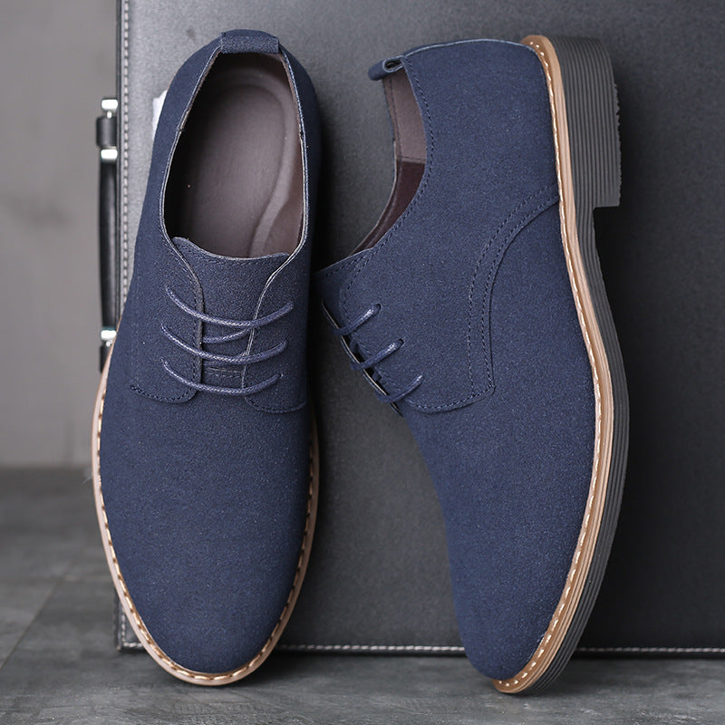 Men's Frosted Casual Work Shoes Multicolor Men's Leather Shoes Lace-Up Fashion Trend Large Size Shoes