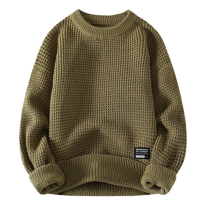 Men's Vintage Chunky Knit Pullover Round Neck Sweater