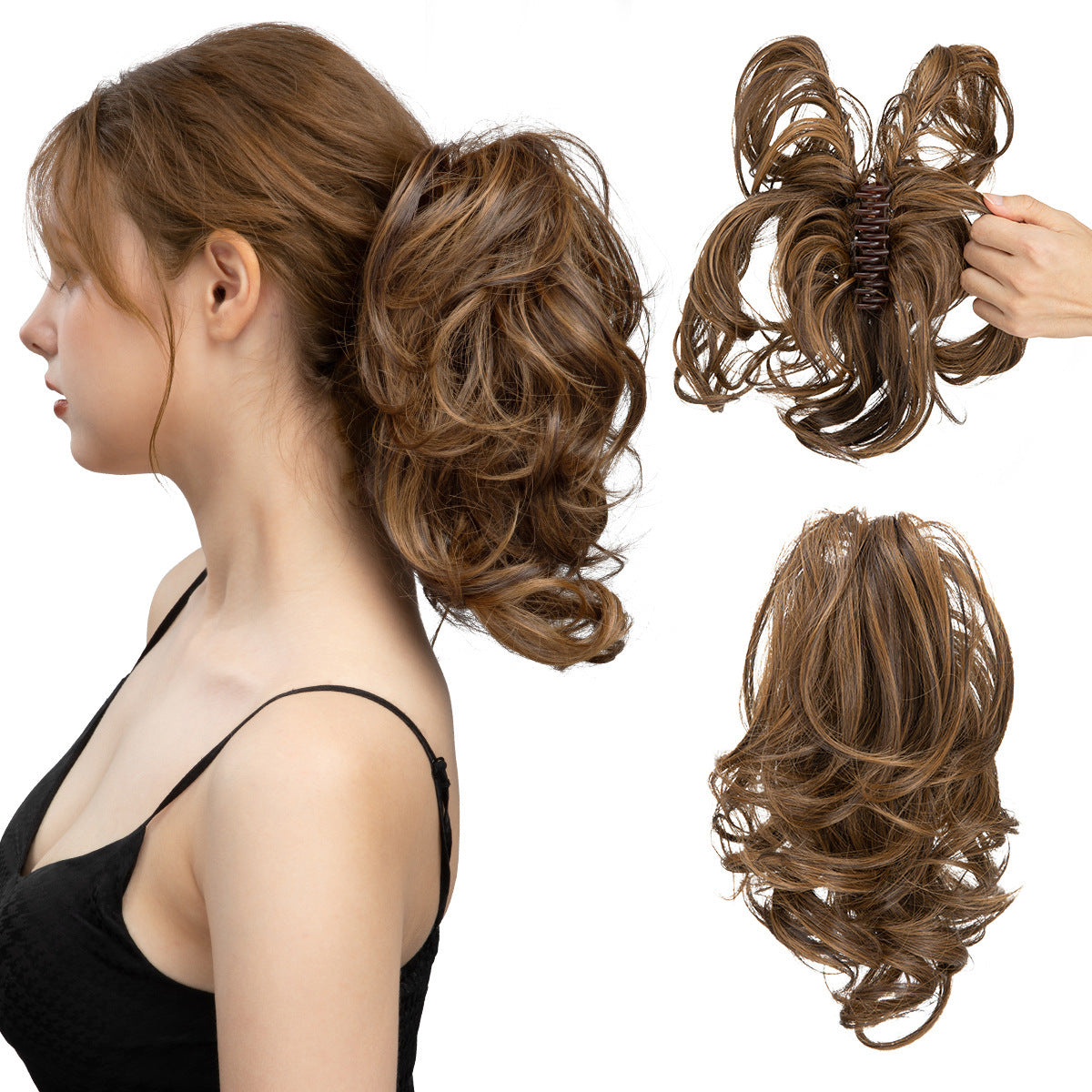Short Synthetic Adjustable Fluffy Natural Grip Ponytail
