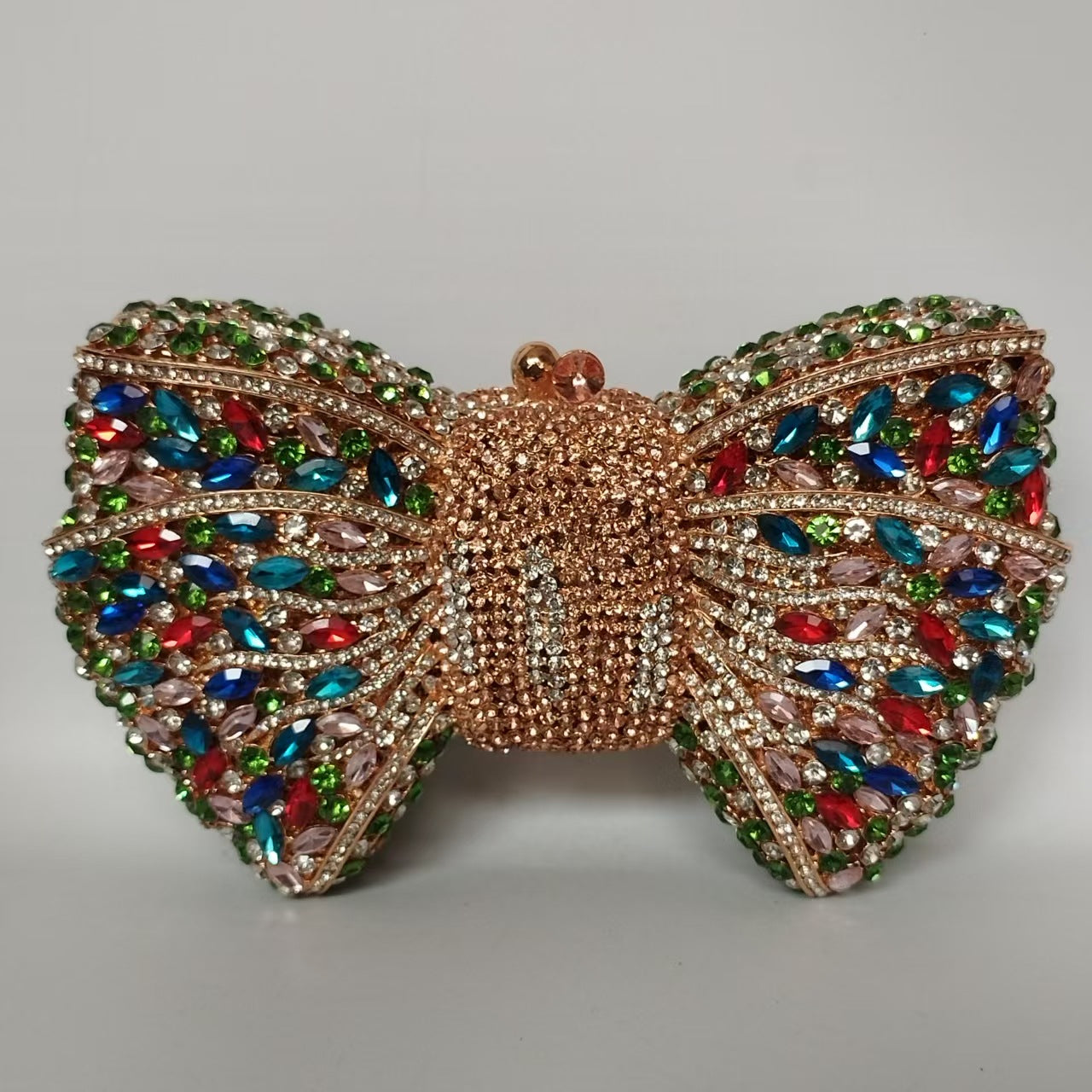 Rhinestone Bow Evening Bag with Chain