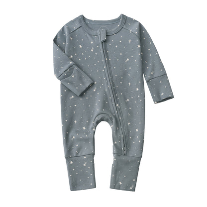 Baby Double Zipper Romper with Convertible Hand Foot Covers