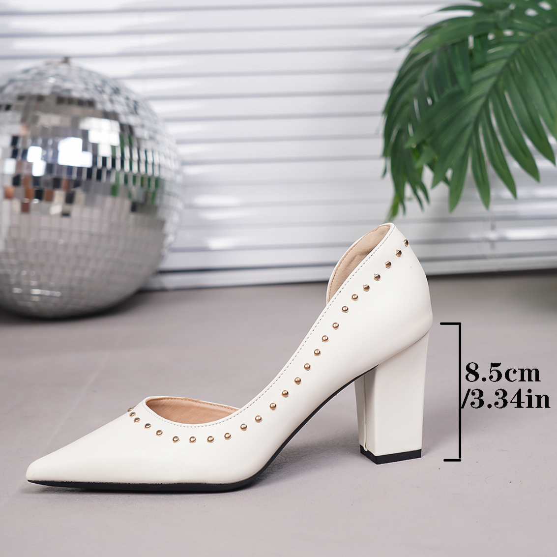 Women's Pointed Toe French Style Rivet High Heel Shoes
