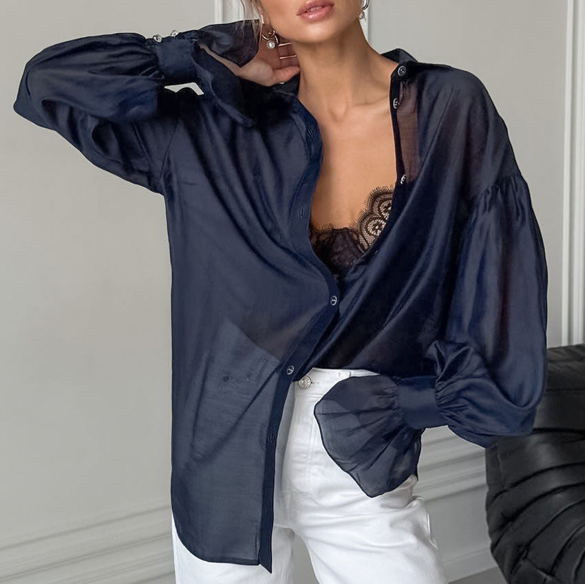 Womens See Through Long Sleeve Shirt
