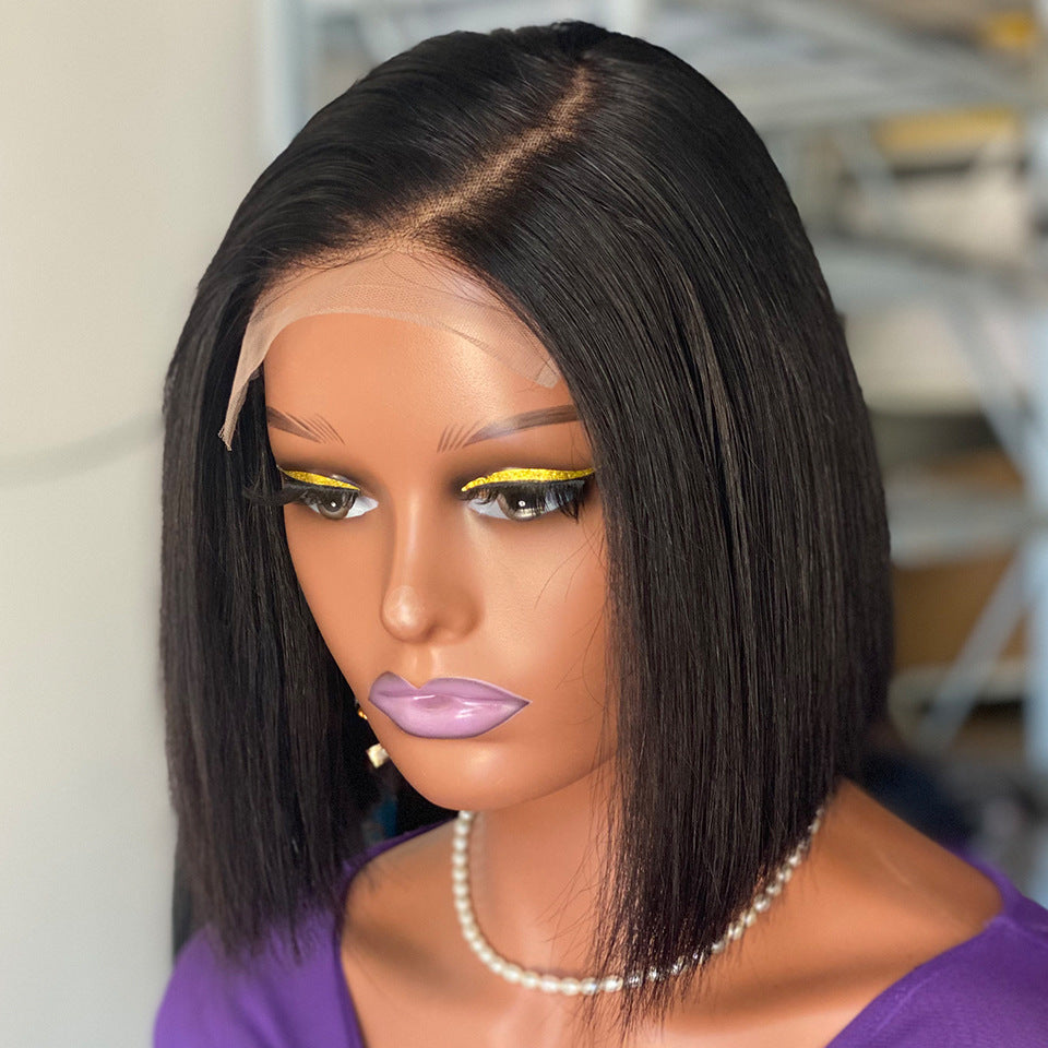 5x5 Bone Straight 8 Inches Human Hair Lace Wig