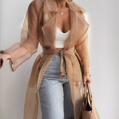 Pure Color Loose Lantern Sleeve Cardigan Shirt Jacket