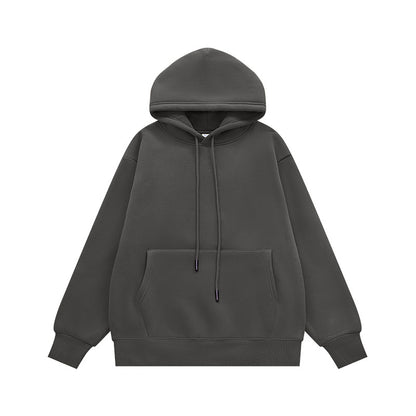 Men Solid Color Fleece Hooded Sweatshirt 350g Heavyweight Pullover