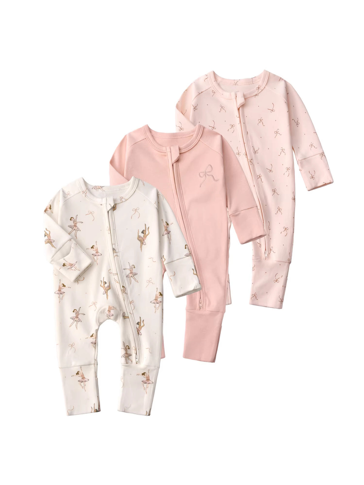 Baby Double Zipper Romper with Convertible Hand Foot Covers