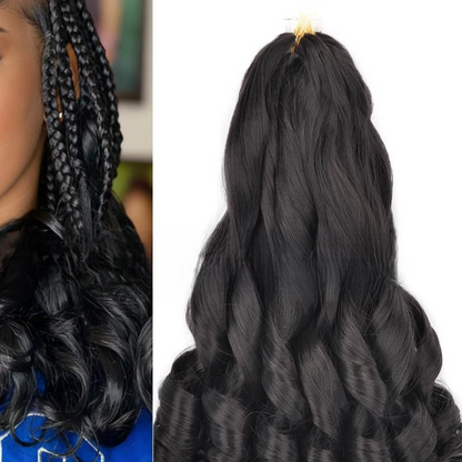 Synthetic fiber wig with long wavy hair