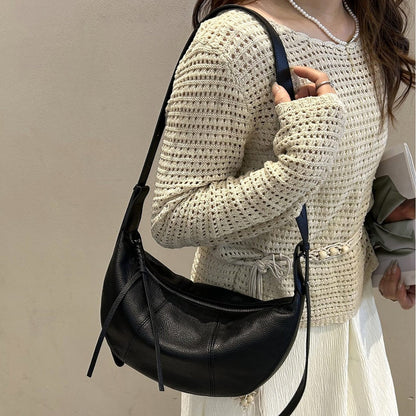 First-Layer Cowhide Crossbody Dumpling Bag