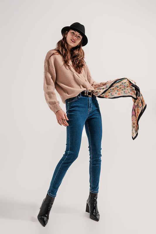 Super skinny jeans met hoge taille in mediumblauw